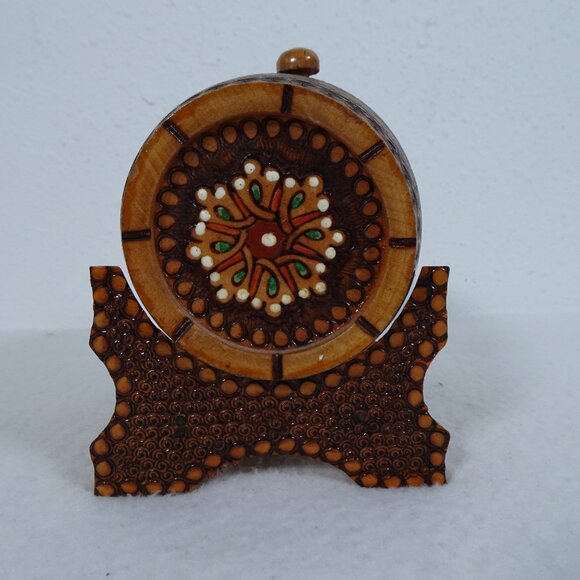 Vintage Wood Miniature Keg Decorative Handmade Beer Barrel & Stand Painted 70s - Picture 9 of 11
